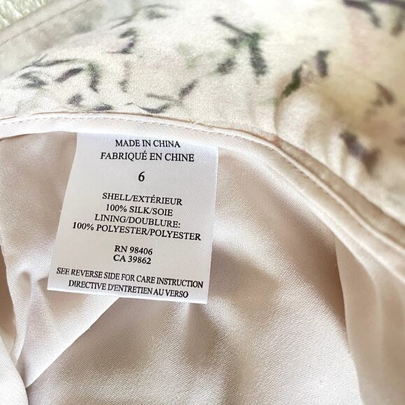 THEORY 100% Silk Ivory Floral Relaxed Chino Tapered Pleat Pants Spring Size 6 - Picture 4 of 13